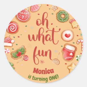 Sticker Rond Oh quel plaisir Noël anniversaire
