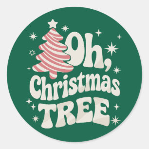 Sticker Rond Oh Sapin Lumineux Joyeux Noël Xmas