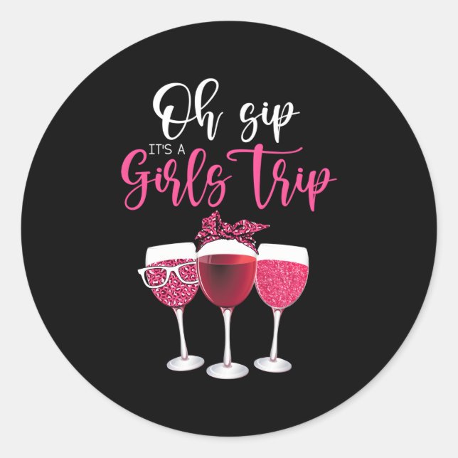 Sticker Rond Oh Sip C'Est Un Voyage Empreinte de léopard Vins L (Devant)