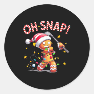 Sticker Rond Oh Snap Biscuit de Noël Golfeur de Noël Golf Noël