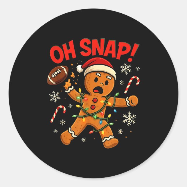 Sticker Rond Oh Snap Christmas Gingerbread Funny Football Light (Devant)