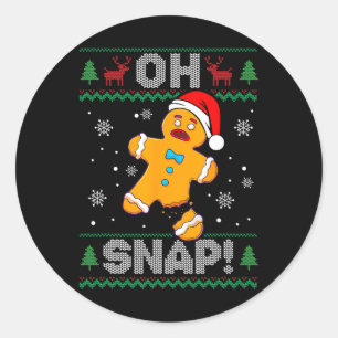 Sticker Rond Oh Snap Gingerbread Homme Christmas Fun Cookie lai