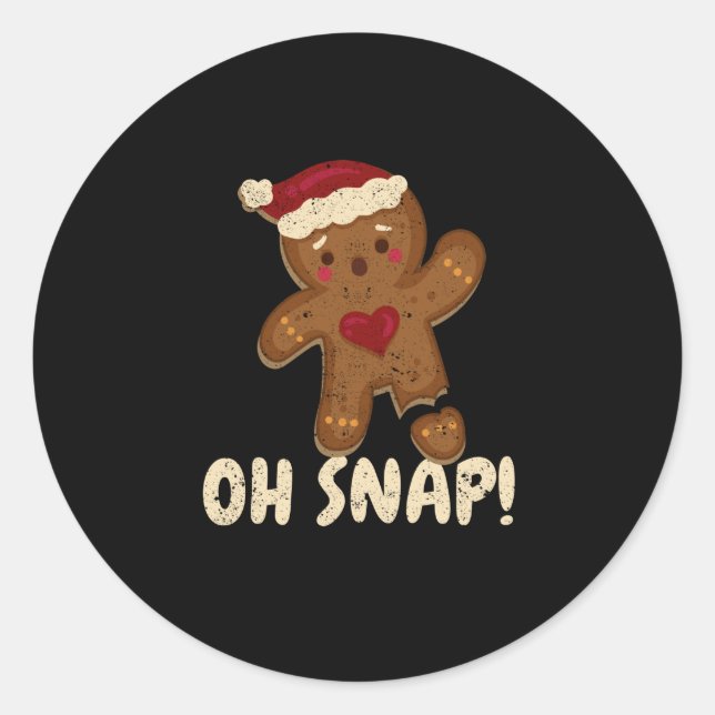 Sticker Rond Oh snap pain d'épice biscuit jambe cassée (Devant)