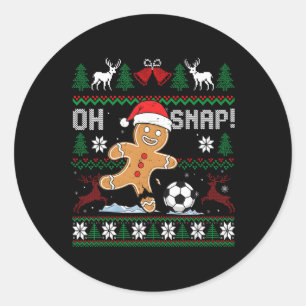 Sticker Rond Oh Snap Soccer Gingerbreadman Noël Xmas laid 