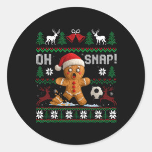 Sticker Rond Oh Snap Soccer Gingerbreadman Noël Xmas laid