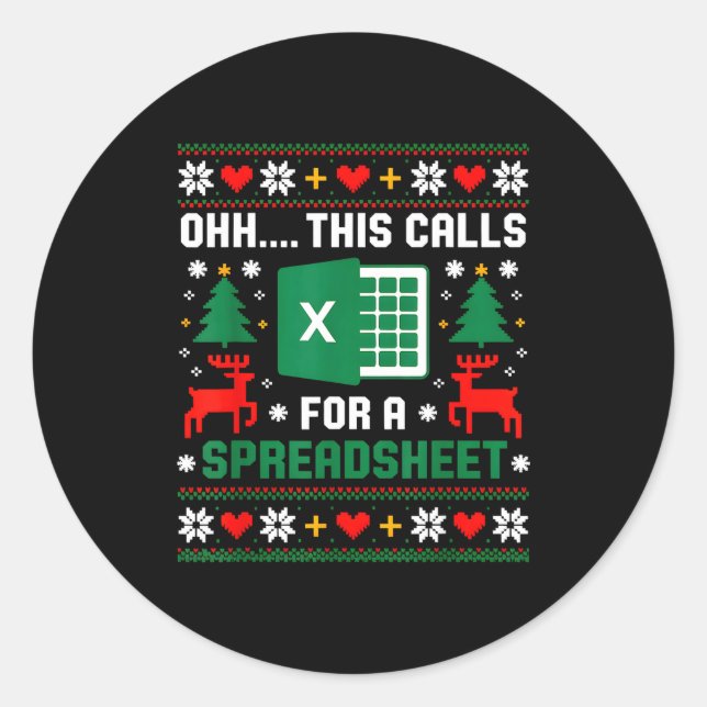 Sticker Rond Oh This Calls For A Spreadsheet Christmas Santa Ex (Devant)