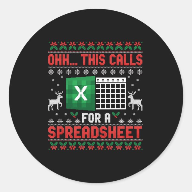Sticker Rond Oh This Calls For A Spreadsheet Christmas Sweater  (Devant)