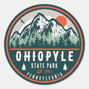 Sticker Rond Ohiopyle State Park Pennsylvania Retro Sunset