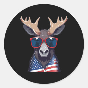 Sticker Rond Oie avec drapeau américain patriotique Indépendanc