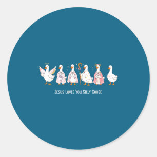 Sticker Rond oie chrétienne jésus aime oie idiote religieuse