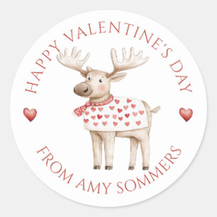 Sticker Rond Oie d'aquarelle de l'Heureuse Sainte-Valentin