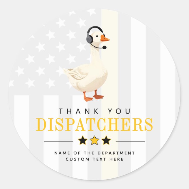 Sticker Rond Oie de répartiteur 911 personnalisée avec casque M (Devant)