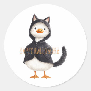 Sticker Rond Oie d'Halloween Chat Noir
