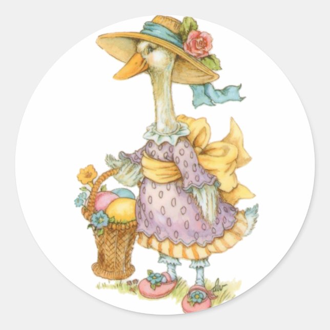 Sticker Rond Oie mère de Pâques (Devant)