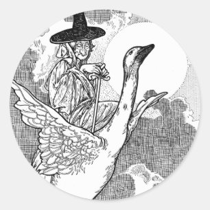 Sticker Rond Oie-mère victorienne vintage par Charles Robinson