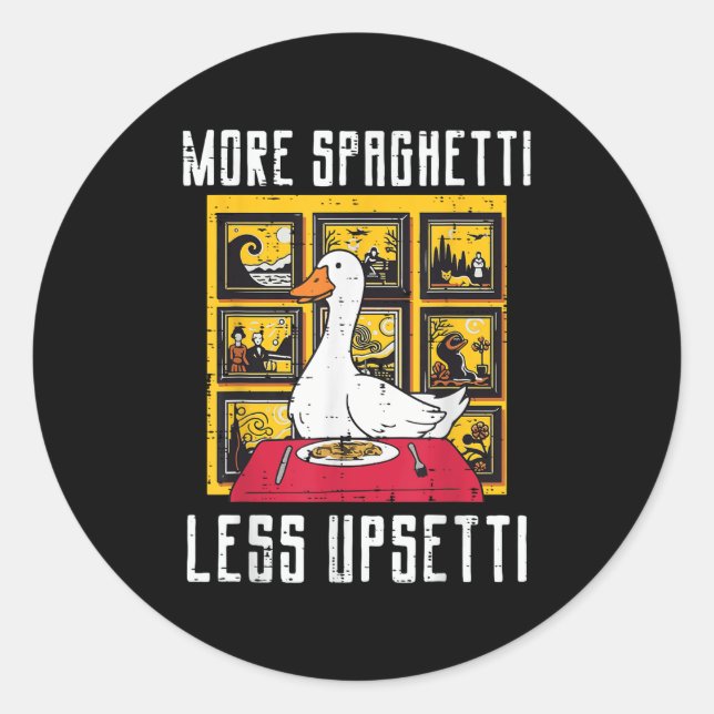 Sticker Rond Oie Plus Spaghetti Moins Etti Drôle Animal Hommes  (Devant)