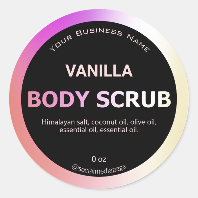 Sticker Rond Oil Slick And Black Body Scrub Labels (Devant)