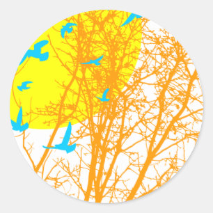 Sticker Rond oiseau à silhouette