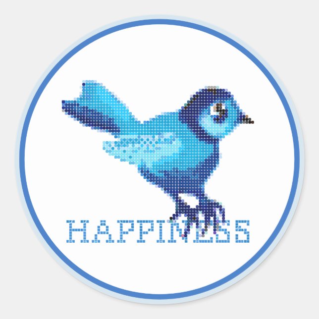 Sticker Rond Oiseau bleu du Bonheur (Devant)