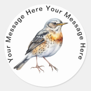 Sticker Rond Oiseau-chanteur de Fieldfare