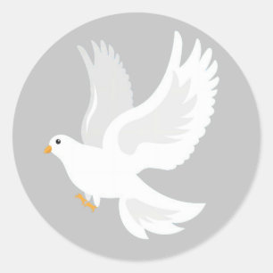 Sticker Rond Oiseau de colombe blanche gris