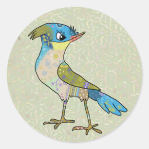 Sticker Rond Oiseau de Crazy
