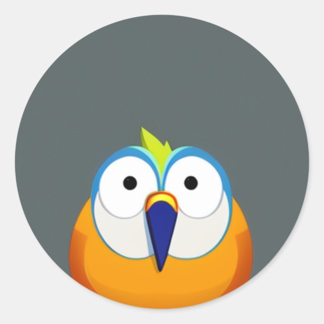 Sticker Rond oiseau de dessin animé amusant (Devant)