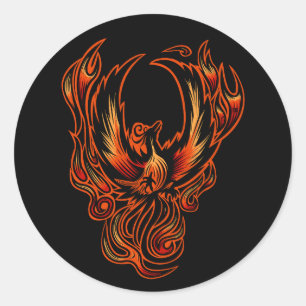 Sticker Rond Oiseau De Feu