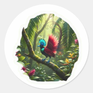 Sticker Rond Oiseau de Paradis Majestueux - Faune sauvage indon