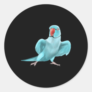 Sticker Rond Oiseau de perroquet bleu indien Ringneck