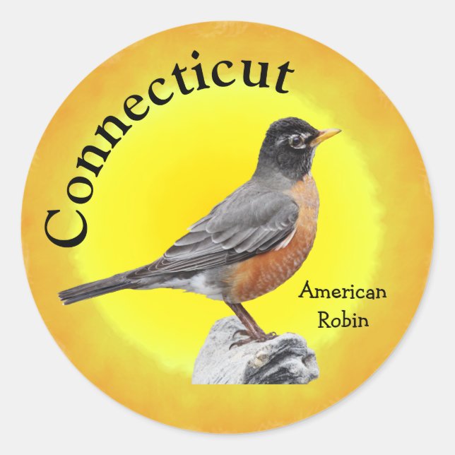 Sticker Rond Oiseau d'État du Connecticut (Devant)