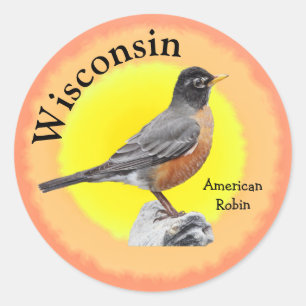 Sticker Rond Oiseau d'État du Wisconsin