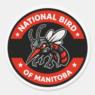 Sticker Rond Oiseau national du Manitoba Drôle de moustique de