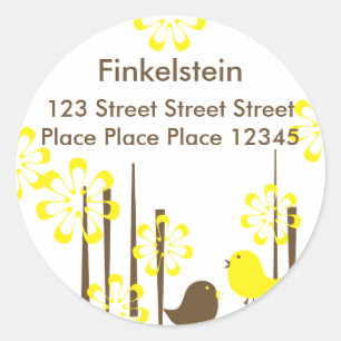 Sticker Rond Oiseaux amicaux en Jaune