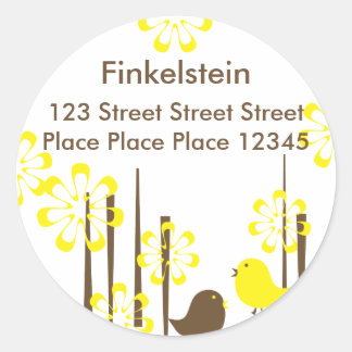 Sticker Rond Oiseaux amicaux en Jaune