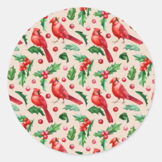 Sticker Rond Oiseaux cardinaux rouges motifs sans joint