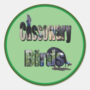 Sticker Rond Oiseaux de Cassowary Nom de la photo,