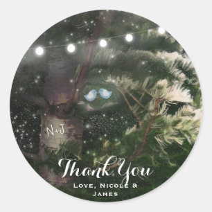 Sticker Rond Oiseaux de l'amour + Arbre de pin Nuit Faveur de m