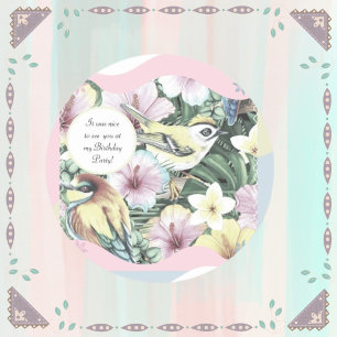 Sticker Rond Oiseaux Floraux Brocade Fancy