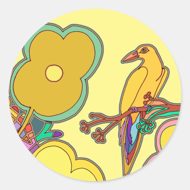 Sticker Rond Oiseaux lunaires (Devant)