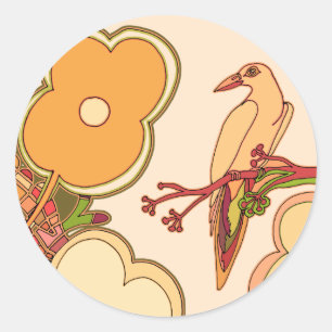 Sticker Rond Oiseaux lunaires