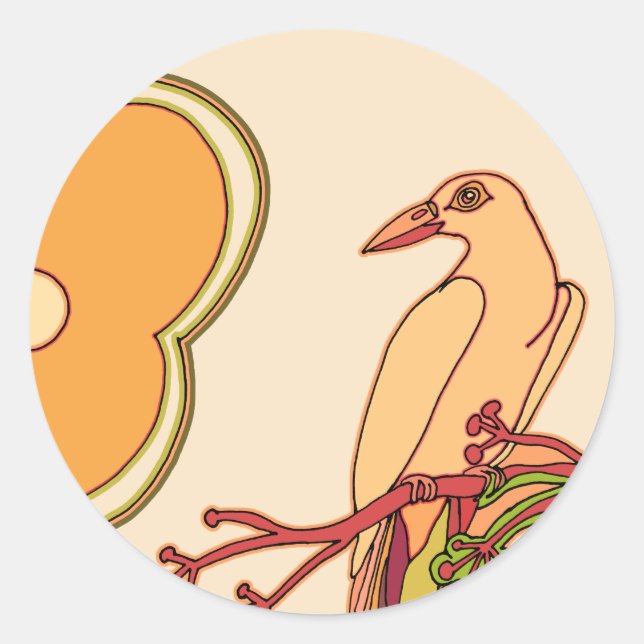 Sticker Rond Oiseaux lunaires (Devant)