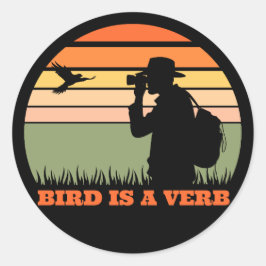 Sticker Rond Oiseaux Observation Oiseau Rétro Coucher de soleil