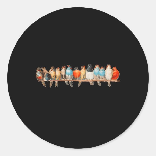 Sticker Rond Oiseaux Sur Un Fil Illustration Pour (Devant)