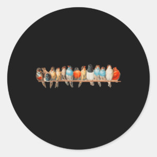 Sticker Rond Oiseaux Sur Un Fil Illustration Pour