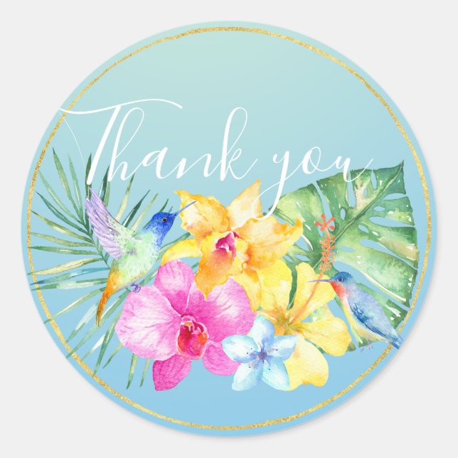 Sticker Rond Oiseaux tropicaux Ombre Merci floral (Devant)