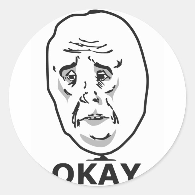 Sticker Rond OK Guy Meme (Devant)