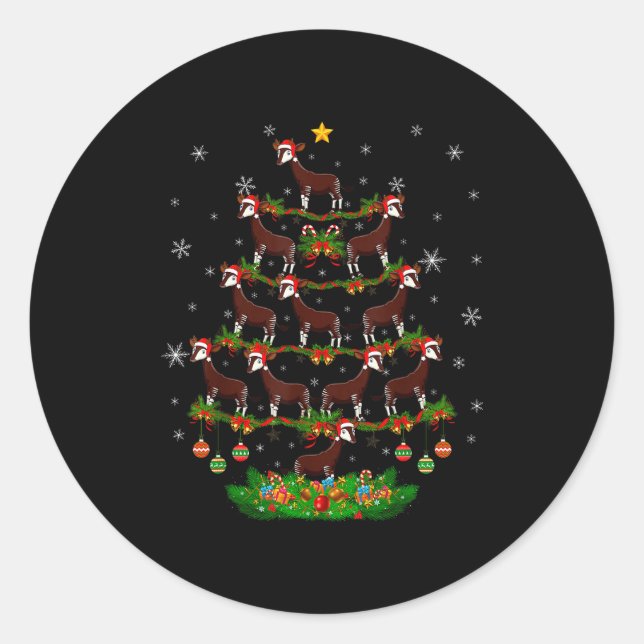 Sticker Rond Oka Christmas Tree Funny Xmas Lover  (Devant)