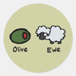 Sticker Rond Olive Ewe