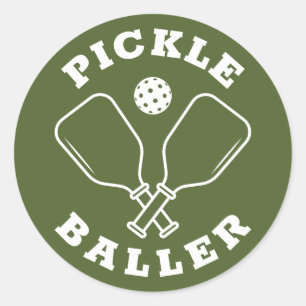 Sticker Rond Olive Green Pickle Baller tendance
